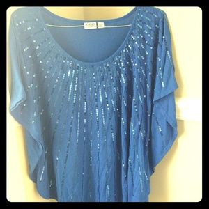 Blue Sequins Blouse
